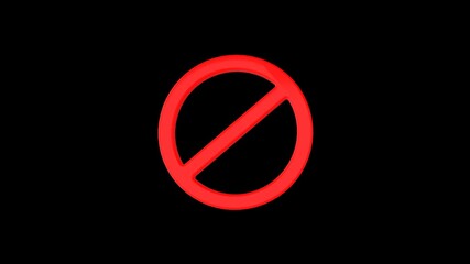 Red block banned sign animation on isolated background