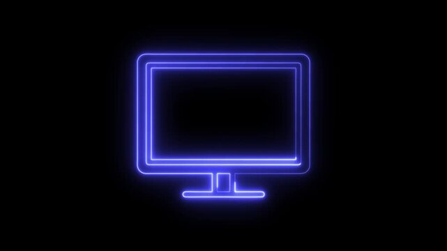 Neon line Laptop icon isolated Glowing neon line Computer network icon isolated on black background. Laptop network Internet connection. 4K Video motion graphic animation 