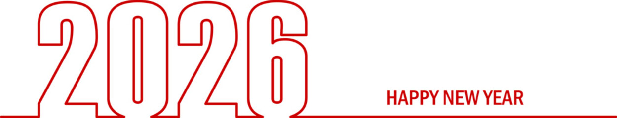 2026 New Year Line Art