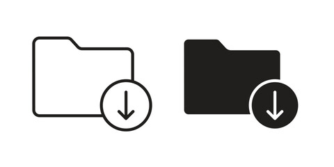 Folder download icon for template. Icon vector graphic set
