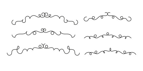 Obraz premium Set of Vintage decorative lines. text dividers. Line border. Lines separators, Borders, Set of various doodle style line dividers and arrow icons for design