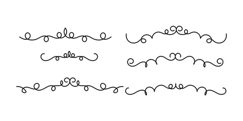Obraz premium Set of Vintage decorative lines. text dividers. Line border. Lines separators, Borders, Set of various doodle style line dividers and arrow icons for design