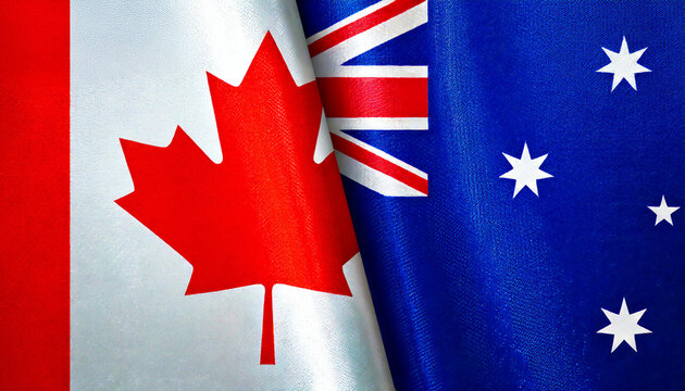 カナダの国旗とオーストラリアの国旗(canada flag & Australia flag.)
