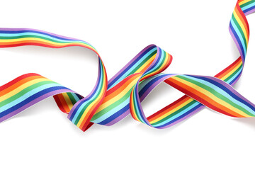 Rainbow ribbon on white background. LGBT concept