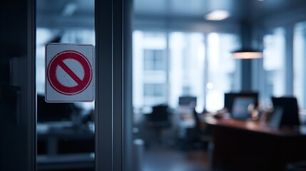A warning sign in an office setting about the impact