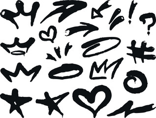 Obraz premium Graffiti Elements: A collection of bold, expressive graffiti elements, capturing a raw aesthetic of urban art, perfect for adding a touch of rebellious creativity.