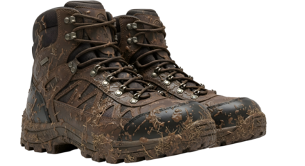 Camouflage hunting boot isolated on transparent background