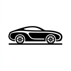 Black silhouette of stylish sports car on white background