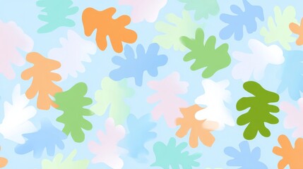 Colorful abstract leaf pattern on light blue background