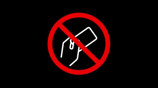 No card payment transaction cash only. no credit debit card allow with a restriction sign on black background. No card payment allowed Icon Animation. 4K animated video. 