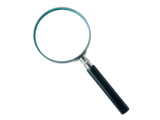 Magnifying glass with a dark handle isolated on white background