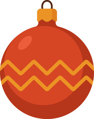 Red christmas ball. Vector illustration.