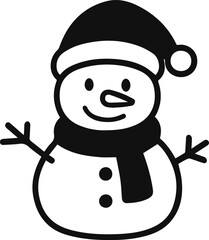 Cute snowman icon. Snowman with hat and scarf icon. Vector.