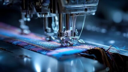 View of a modern sewing machine executing complex stitch sequences showcasing technologys role in versatile textile design with varied stitch patterns.