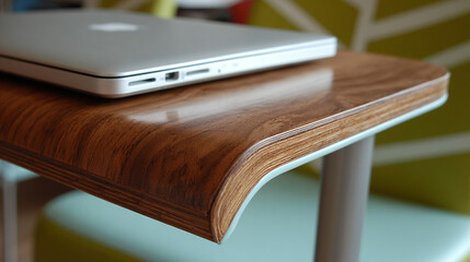 Close-up of a laptop corner, highlighting sleek edges, smooth metallic finish, minimal design, and precise craftsmanship in a modern, clean tech aesthetic.