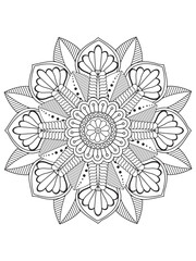 Mandala pattern or simple floral ideas for coloring book pages