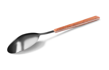Silver spoon on white background
