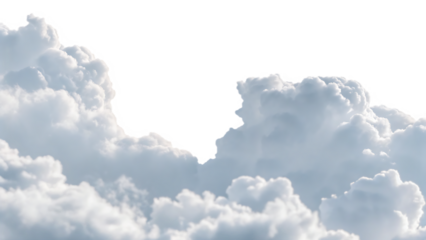 White cumulus clouds panoramic view isolated on a transparent background white clouds