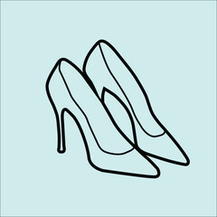 Ladies shoos  black and white clipart 