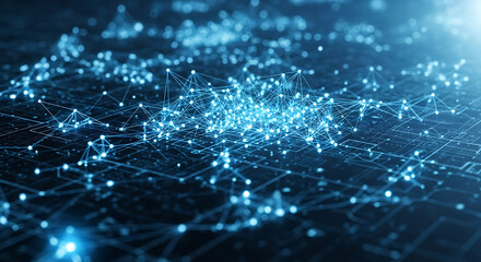 Digital Connectivity: Illuminated nodes and lines of a complex network. Capturing the digital world's connections, representing data flow, and illustrating the technological landscape.