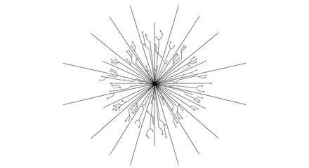 Obraz premium Intricate black and white illustration of a complex radial pattern with branching lines.