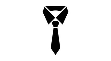 A black silhouette of a collared shirt with a tie, symbolizing formal wear or business attire.