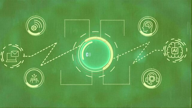 Futuristic Digital Interface with AI Brain and Network Connections artificial intelligence technology