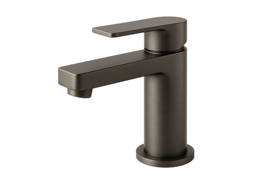 Sleek modern faucet isolated on transparent background