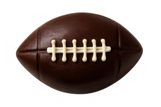 Chocolate american football creating a delicious sweet candy for celebrating sports, game day events, and dessert themes. Transparent background - Powered by Adobe