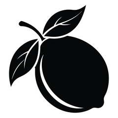 lemon fruit black and white silhouette on white background