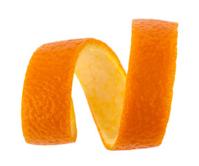 Orange peel isolated on white background.