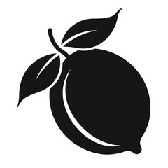 lemon fruit black and white silhouette on white background