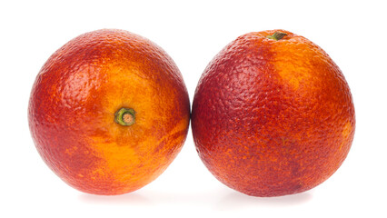 Red oranges isolated on white background.