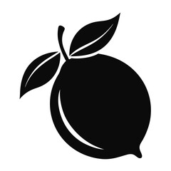 lemon fruit black and white silhouette on white background