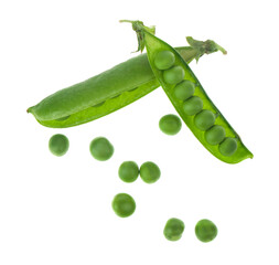 Green peas isolated on white background.