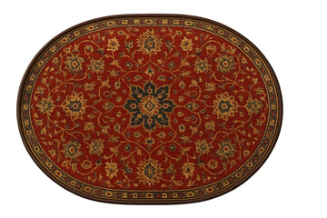 Elegant floral medallion rug isolated on transparent background