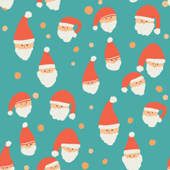 Christmas Vector Seamless Pattern Festive Illustrations with Ornaments Santa Trees Plaid Stars