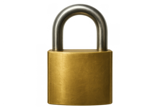 Padlock locking security, personal data protection, privacy, and digital access control on transparent background