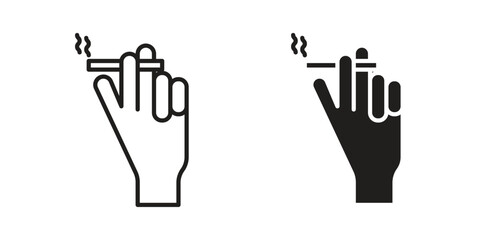 Hand holding cigarette icon for your website design, logo, app, UI. EPS10