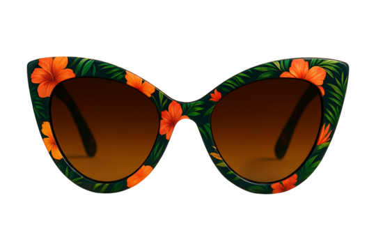 Tropical floral sunglasses isolated on transparent background