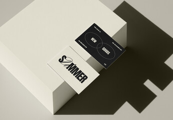 Two Business Cards on Cube Mockup