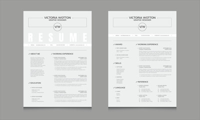 Simple and Clean Resume / CV Layout