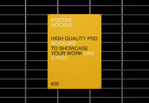 Poster with Grille Mockup