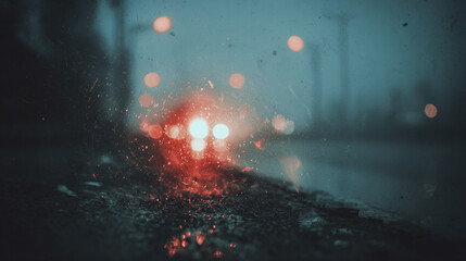 Retro light leak overlay with red bokeh, scratches, dust, and blurred flares. Noisy film texture creating a grunge, vintage, and abstract cinematic background on black.