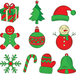Festive Christmas icons bring holiday cheer, perfect for seasonal designs, invitations, and creative projects that spread joy and celebration this year