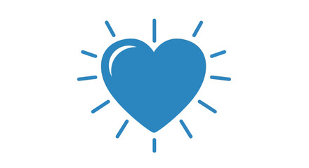 Blue heart icon with radiating lines on white background