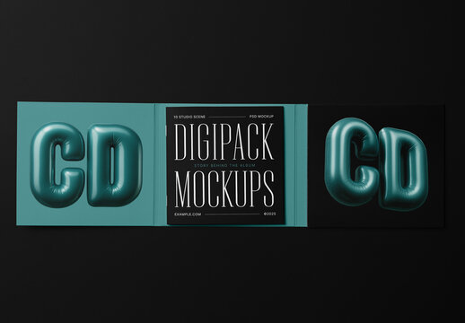 Open CD Digipack PSD Mockup
