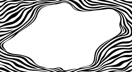 Striking zebra stripe border for creative projects, instantly add a bold and modern touch to your designs with this dynamic black and white abstract frame