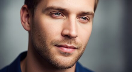 Close-up portrait of a confident young man with subtle smile and