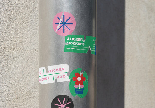 Front View Sticket on a Pole Mockup
